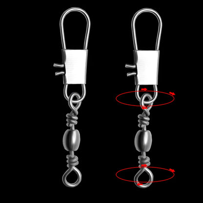 50/100pcs 4-12# Fishing Connector Pin Bearing Rolling Swivel Stainless Steel With Snap Fishhook Lure Tackle Accessorie