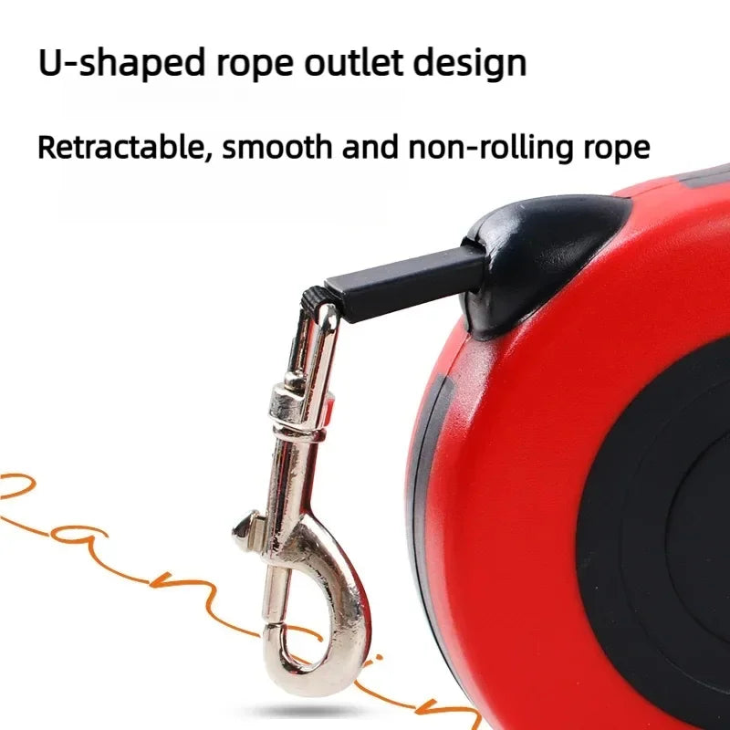 Automatiskt Utdragbart Hundkoppel 3–5 m – Nylon för Små Hundar & Katter, Blå/Rosa/Grå/Röd