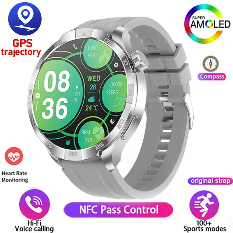 2026 New 1.85 Inch NFC Smart Watch Men Bluetooth Call NFC IP67 Waterproof Heart Rate Monitor Compass Sports Fitness Smartwatch