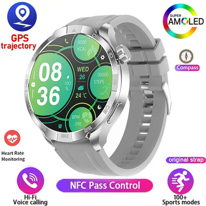 2026 New 1.85 Inch NFC Smart Watch Men Bluetooth Call NFC IP67 Waterproof Heart Rate Monitor Compass Sports Fitness Smartwatch