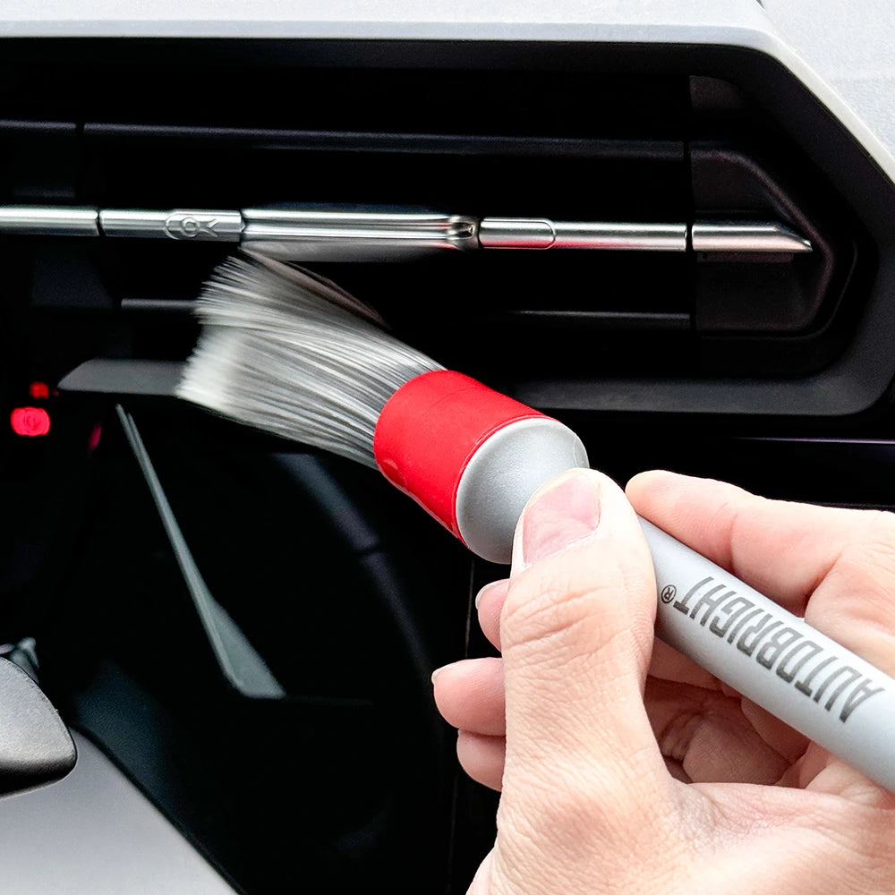 AUTOBRIGHT 5pcs Car Wash Brushes High quality soft brush Dense Bristles Car Detailing Clean Interior Wheel Silver Brush set Tool