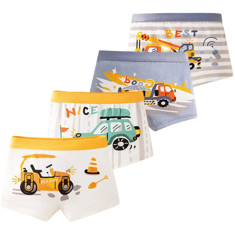 Pojkboxers 4/8/16-pack – 95% Bomull Andningsbar Mjuk Bil/Dinosaurie-motiv Storlek M–2XL (3–14 år)