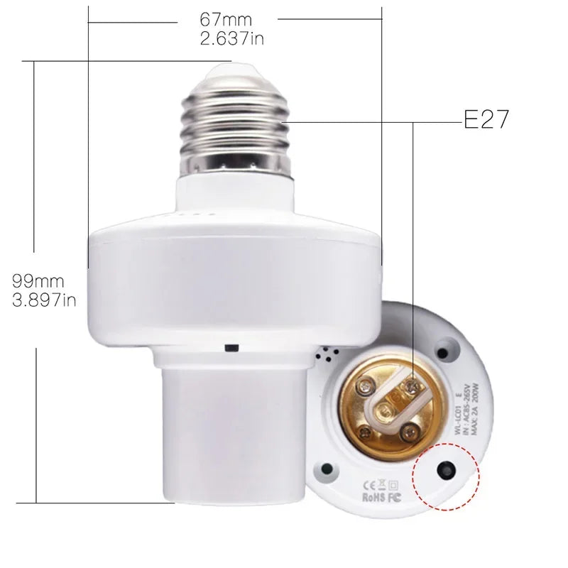 WiFi Smart Lampadapter E27/E26 – Tuya & Smart Life, Timer, Alexa & Google Home (Kundanpassad)