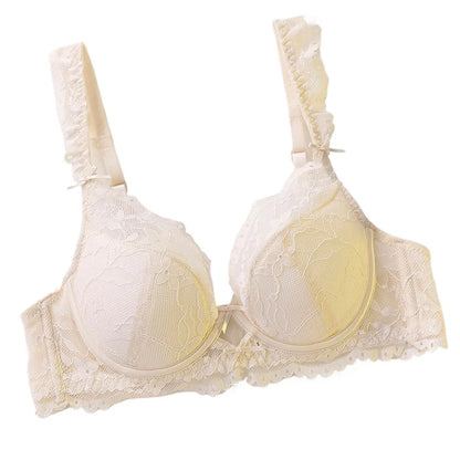 Ladies Soft Underwire Lace Push Up Bra Set Solid Floral Design Bralette Comfort Female Lingerie Set Suitable For A/B/C Cup