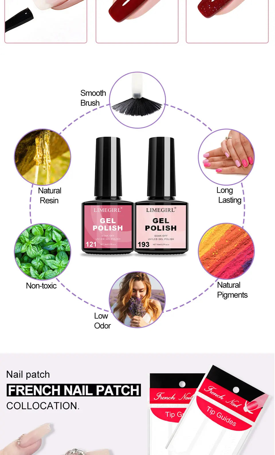 Limegirl Semi-Permanent  8ml Nail Gel Polish Kit With USB UV Lamp Soak Off Base&Top Coat Varnish Manicure Set  for Nails Salons