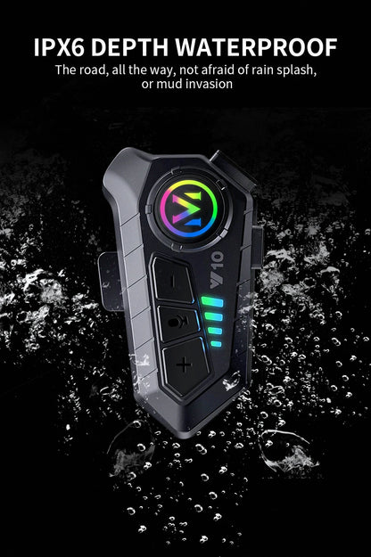 Y10 Motorcycle Helmet Headset Stereo Voice Control Bluetooth 5.3 Hands Free Call IPX6 Waterproof 1000mAh With Ambient Light
