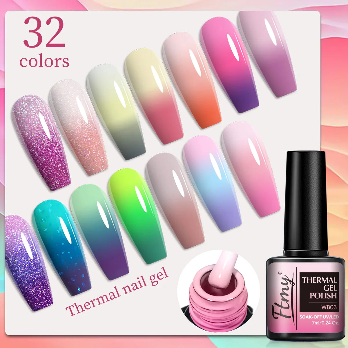 Color Changing Gel Nail Polish, Temperature-Sensitive, 7ml, Lead-Free, No Fragrance, Nail Art Manicure Gel Polish For Salon Use