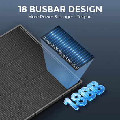 RVPOZWER Rigid Solar Panels 18BB N-Type Mono Cells 24.2% High Efficiency PV Power for Home RV Charge Farm Outdoor Off-Grid Travel Camping High Output 200W/400W/800W