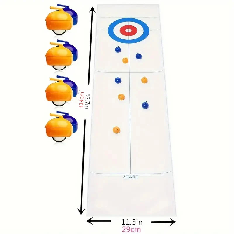 Bordscurling spel för tonåringar eller vuxna med rullskridskocurlingbollar för festunderhållningsspel