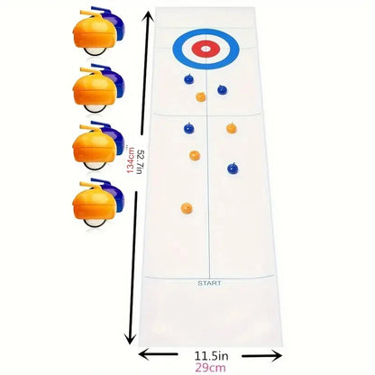 Bordscurling spel för tonåringar eller vuxna med rullskridskocurlingbollar för festunderhållningsspel