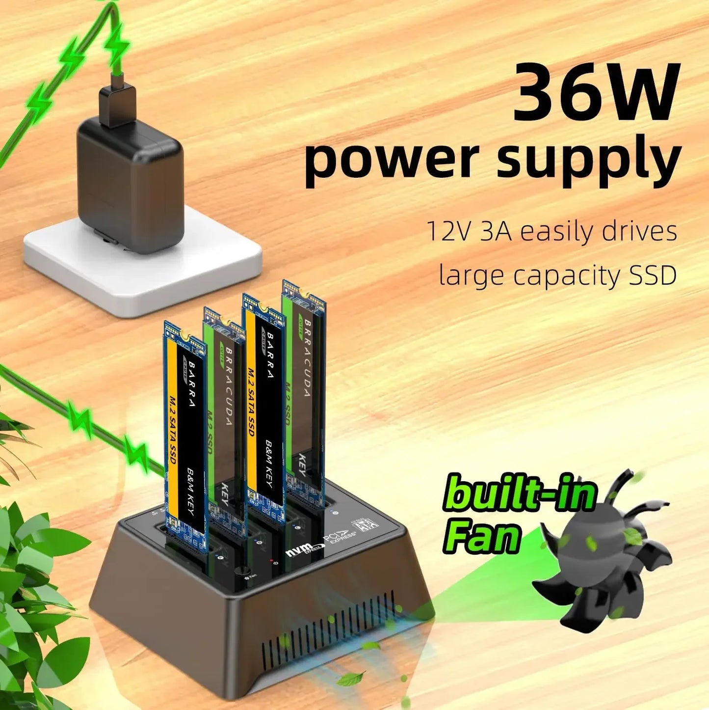MAIWO 4 Bay M.2 SATA NVMe Docking Station 10Gbps M2 NVME NGFF SSD Case USB3.1 Type-C Gen2 External Hard ssd box with Cooling Fan