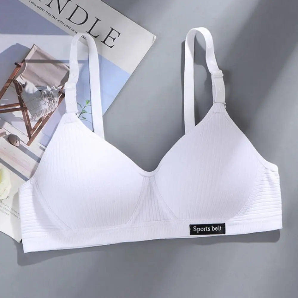 New Simple Cotton Girl Bra Underwear Student Bra Teen Thin Section Without Steel Ring Comfortable Sleep Bra Sport Vest For Woman