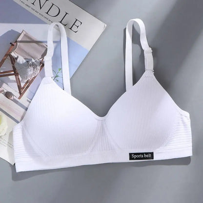New Simple Cotton Girl Bra Underwear Student Bra Teen Thin Section Without Steel Ring Comfortable Sleep Bra Sport Vest For Woman