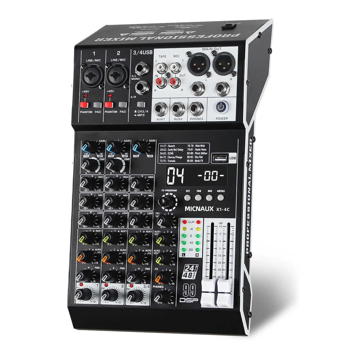 FULUODE X1-seriens ljudmixer med Bluetooth och 99 DSP-effekter
