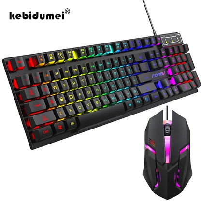 104 Key Backlit Mechanical Keyboard Wired Gaming Keyboard Waterproof Luminous Keyboard And Mouse Set for Gamer PC Laptop Office