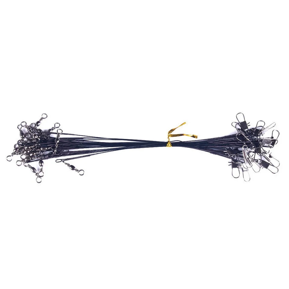 Anti Bite Steel Fishing Line Steel Wire Leader With Swivel Fishing Accessory Lead Core Leash Fishing Wire 15cm 20cm 25cm 30cm