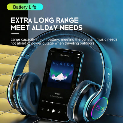 Wireless Bluetooth 5.0 HiFi Headphone With On-Ear Headset Stereo Sound Earphones Sports Office Game Foldable Low Latency