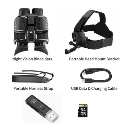 4K Night Vision Binoculars Diopter Eyepiece Dual 1.4" LCD 10X Zoom 3000mAh Level Gauge Infrared Outdoor Observation