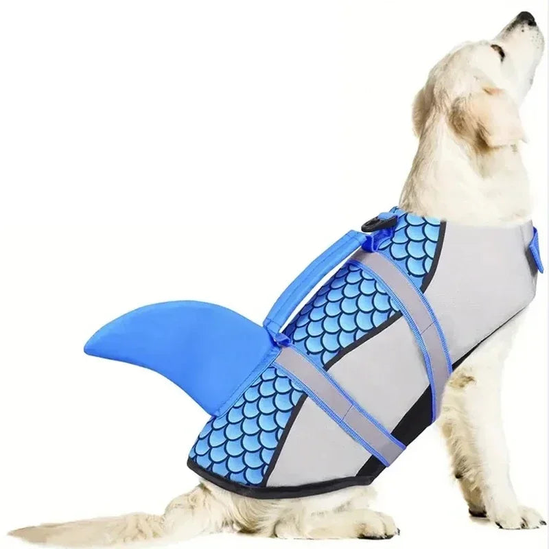 Shark Dog Life Jacket Enhanced Buoyancy Small Dogs Swimming Clothes Safety Vest with Handle for Medium Large Dog Surfing Costume