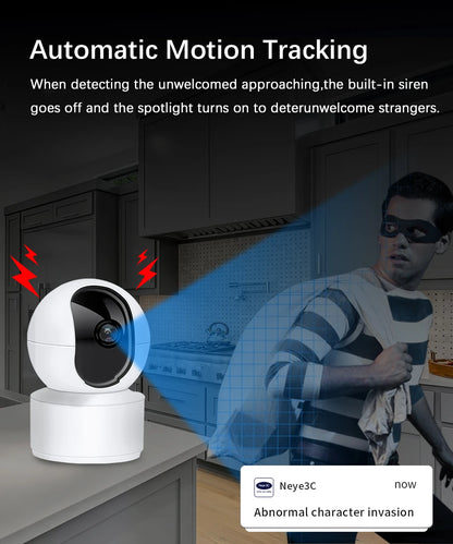 8MP 4K WiFi Security Indoor Camera 5X Digital Zoom Pan Tilt IP Camera Ai Automatic Tracking Night Vision Intercom Security