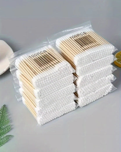 1000Count Cotton Swabs - Bamboo Sticks Cotton Swabs For Ears - Double Round Thick Cotton Buds Suitable For Makeup And Cleaning