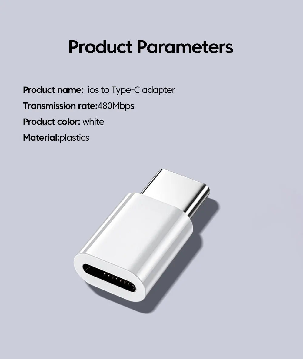 Type C To Lightning Adapter Type C Male To Lightning Female Converter High Speed Charging/Transfer Adapter for iphone 15 16