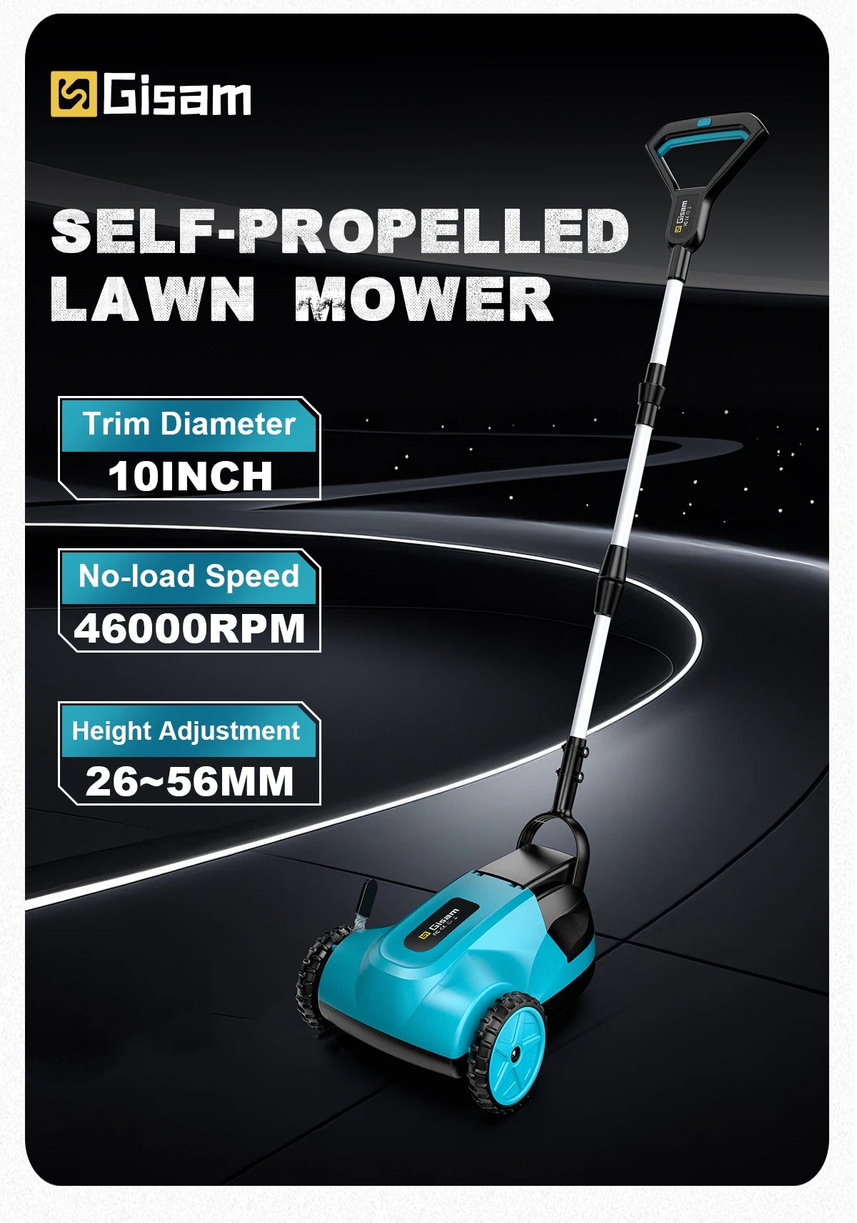 Gisam elektrisk gräsklippare 46000RPM 5000W sladdlös grästrimmer