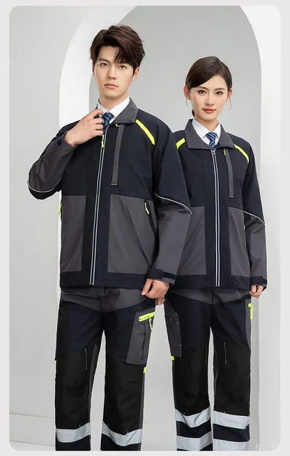 Spring Autumn Multi Pocket Men's Work Pants Wear Resistant Workshop Factory Construction Workers Clothes Reflective Strip Pants