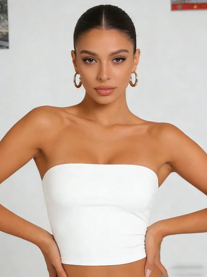 Two Women's Strapless Blouses, Sleeveless Backless Halter-Neck Summer Sexy Short-Sleeved Blouses