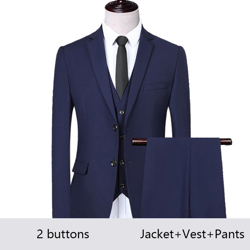 High Quality Men Suits For Wedding 2 Pieces 3 Sets Blazers Stretch Elegant Formal Jackets Vest Pants Full 2025 Tailored Costume