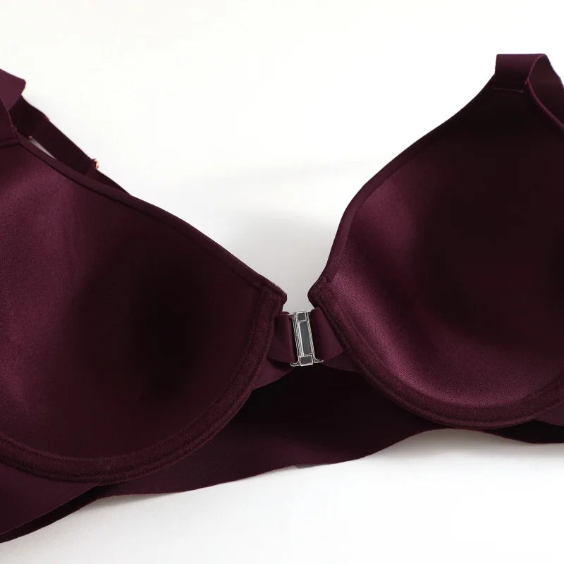 Seamless Push Up Bra Women Deep V Cup Underwear Front Closure Comfort Lingerie Adjustable Strap Plus Size Solid Color