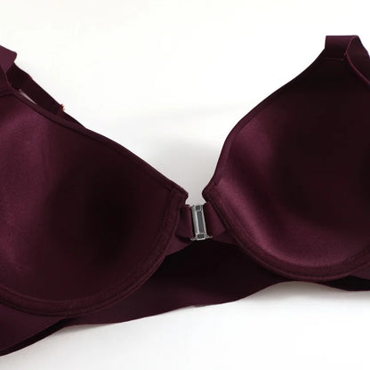 Seamless Push Up Bra Women Deep V Cup Underwear Front Closure Comfort Lingerie Adjustable Strap Plus Size Solid Color