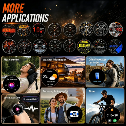 2026New Men's Outdoor Sports Smartwatch GPSTrack 1000mAh Battery Heart Rate Monitor 100+Sport Mode IP67 Waterproof Smart Watches