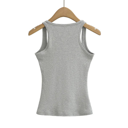 Summer U-neck Sculpted Square Neck Tank Top for Women New 2025 Fashionable Sleeveless Top