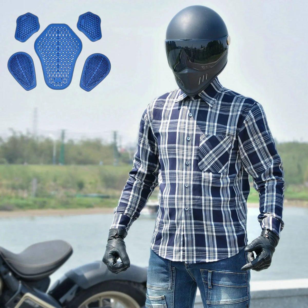 VOLERO Motorcykeltröja rutig skjorta