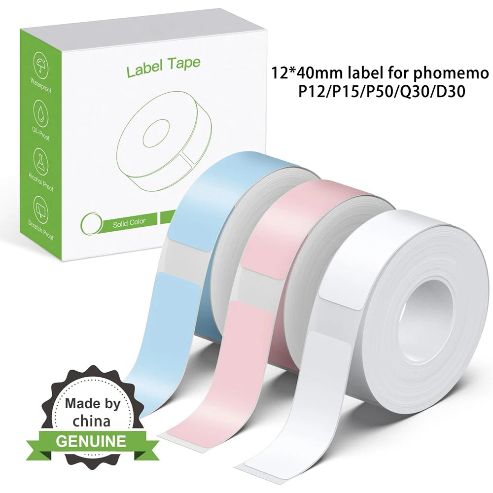 Termiska Etikettrullar Mönster & Färg – Kompatibla med Marklife P11 P12 Phomemo D30 DELI Q2 Brother – 12x40mm 14x40mm 14x50mm 2026