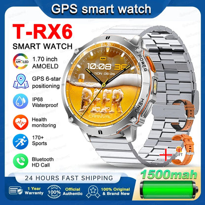 New T-RX6 Ultra Outdoor Sports Smart Watch GPS Compass  Barometer IP68 Waterproof Call Blood Oxygen Military Smartwatch For Men
