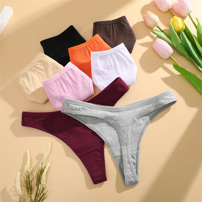 3Pcs/set Cotton Seamless Panties Comfort Underwear for Women Low Waist Breathable Thongs Sexy Solid Sport G-String Soft Lingerie