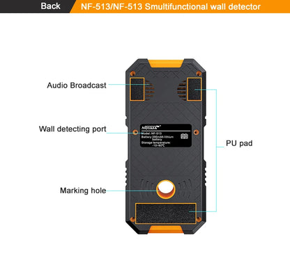NOYAFA NF-513S Metal Detector Wall Scanner AC Live Cable Wires Metal Wood Stud Find with Positioning Hole Wall Detector