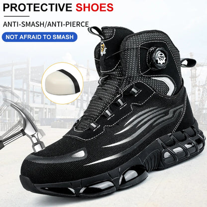 2026 High-Top Rotating Buckle Safety Shoes for Men and Women, Labor Protection Shoes, Protective Shoes, Work Shoes, Shock-Resist