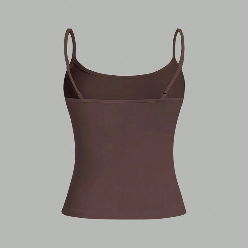 Women Tank Top Strap Slim Top for Summer Fashion Versatile Casual Breathable Micro Elastic Fabric Sleeveless Strap Top