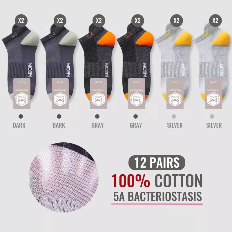 MiiOW Herr Ankelstrumpor 100% Bomull – 6- eller 12-pack, Deodorant, Antibakteriell, Hälskydd