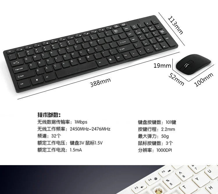 Spanish/Hebrew/Russian/Korean New 2.4G Wireless Keyboard and Mouse set For Laptop iPad PC Desktop For Android IOS Windows