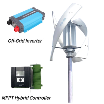 Vertikal Vindturbin 10kW/20kW 12V/24V/48V – Kärnlös Magnetlevitation Lågbullrig MPPT Hybrid Sol+Vind Off-Grid Hushåll