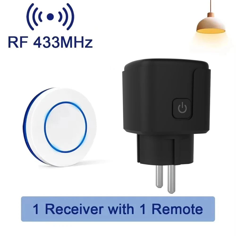 Trådlös RF 433MHz Fjärrstyrd Väggkontakt – 16A/3000W, 220V/110V, Smart Hemkontroll