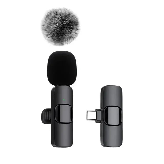 Wireless Lavalier Microphone 2.4G Mini MicPortable Audio Video Recording Mini Mic for iPhone Android Live Broadcast Gaming Phone