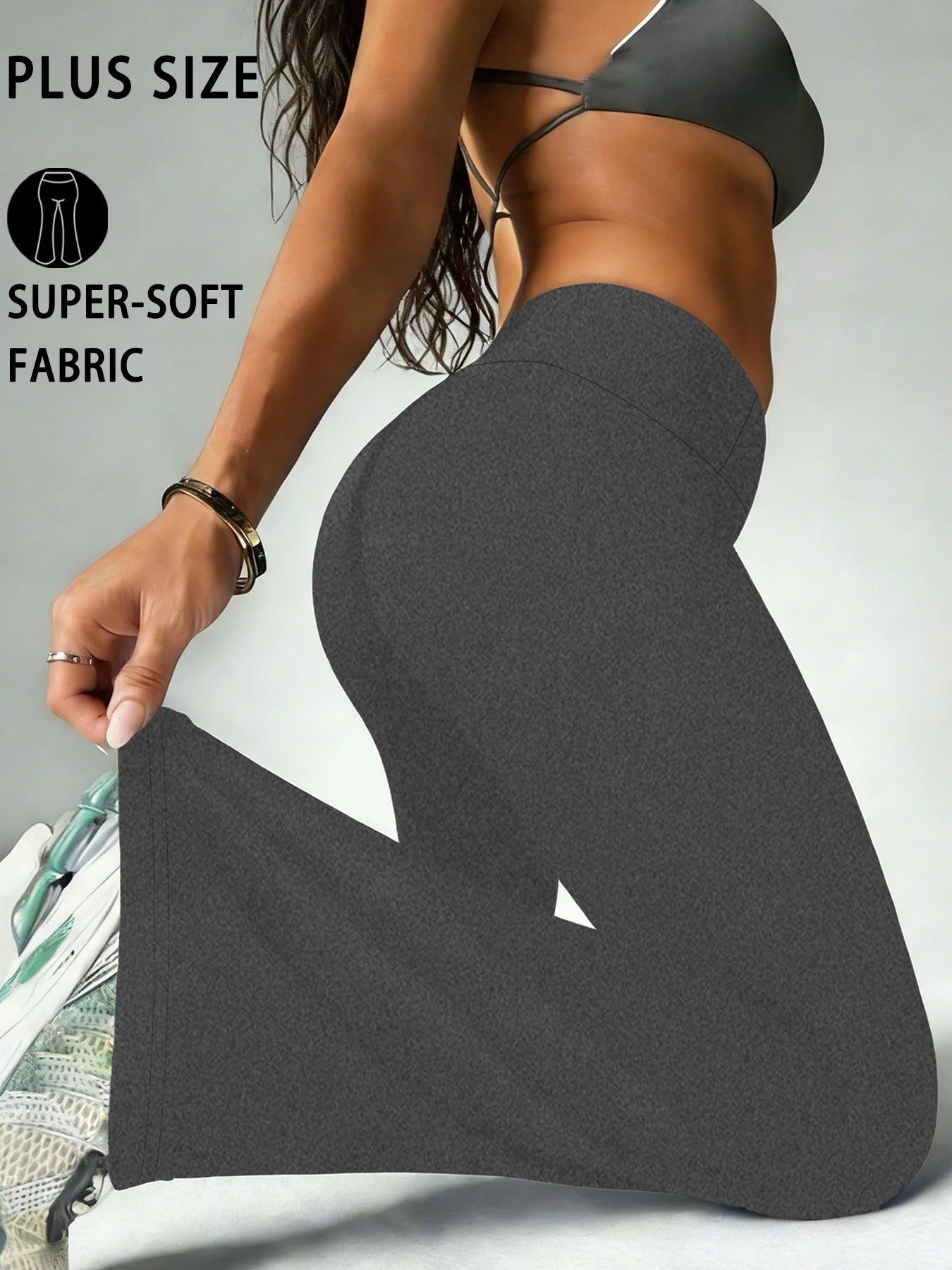 Plus Size Women's Super Soft Flare Pants High Waisted Tummy Control Workout Yoga Push Up Gym Fitness Long Leggings Bell Bottoms