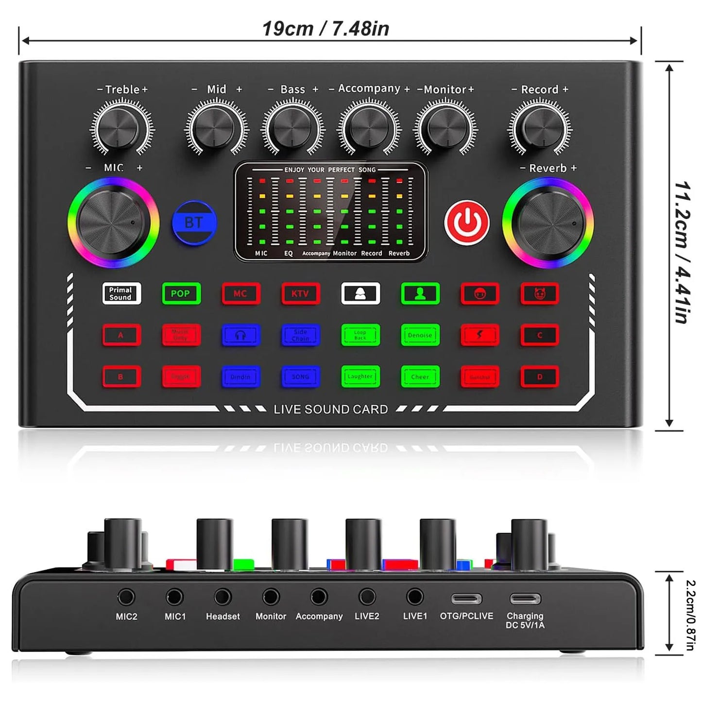 Podcast Equipment Bundle with BM800 Studio Microphone, Live Sound Card with DJ Mixer Effects, Suitable for Live Game, Streaming