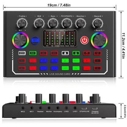 Podcast Equipment Bundle with BM800 Studio Microphone, Live Sound Card with DJ Mixer Effects, Suitable for Live Game, Streaming