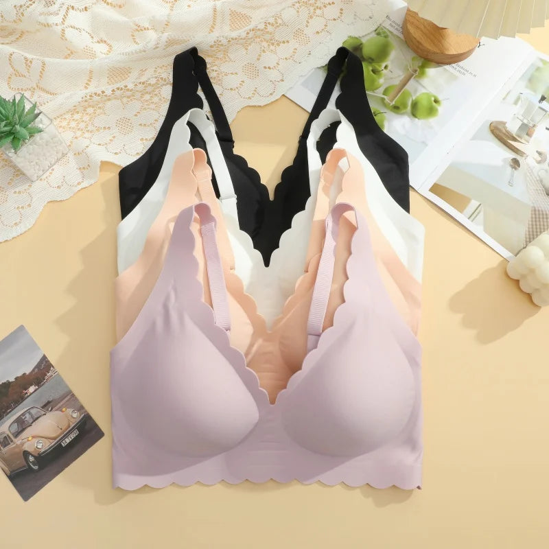Women's No Trace Bra Plus Size Gather Without Steel Ring Underwear Soft Support Comfortable Sleeping Bra Anti-sagging Lingerie